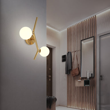 Double Light Armed Sconce-Brushed Brass