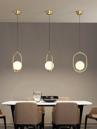 Ceiling Mount Pendent Single Light with Ring-Brushed Brass