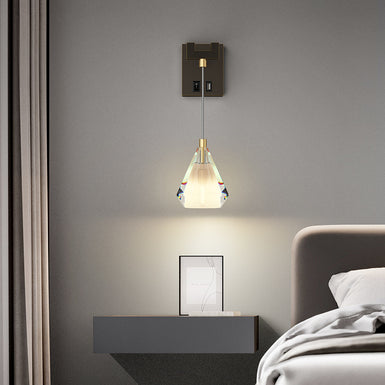 Wall Sconce with Pendent Crystal Light -USB Port