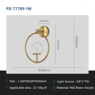 Lámpara de pared colgante geométrica única-latón cepillado dorado