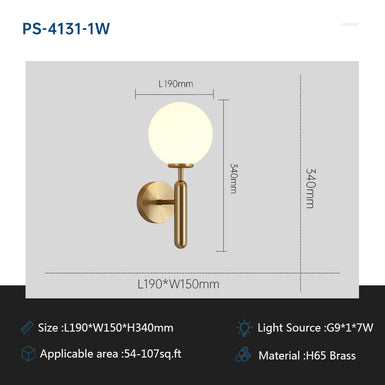 Aplique con brazo de luz individual dorado, latón cepillado